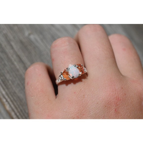 opal ring, Raw sapphire Gemstone, unique opal ring, jewelry for her, birthday - Picture 5 of 5